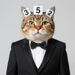 cat in suit, irti funny picture, 3 1 5 2 tags cat head, suit smart tux, realistic cat, 4 k, render,
