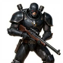 dark kenku wearing power armor and brandishing a crossbow sniper. concentrated expression. art by ralph mcquarrie and beksinski r / characterart