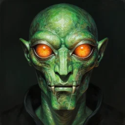 mf doom reptile eyes, green skin and glowing orange glass eyes, intricate, elegant, highly detailed, centered, digital painting, artstation, concept art, smooth, sharp focus, illustration, artgerm, tomasz alen kopera, peter mohrbacher, donato giancola, joseph christian leyendecker, wlop, frank frazetta