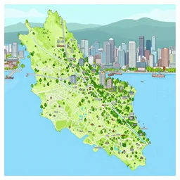 Map of Vancouver in a cartoonish style, trending on artstation
