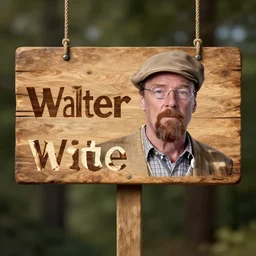Walter White in the style of a wooden sign