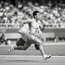 Kirby running in the olympics, Black and White photographym, HQ