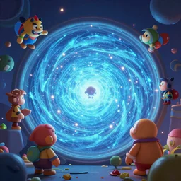 a time travel portal, clody energy vortex, in the style of Rayman legends, michael ancel, Ruan Jia and Mandy Jurgens and Greg Rutkowski, trending on Artstation, award winning, unreal engine, octane render W 1024