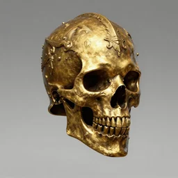 3d sculpt of a baroque gold skull knight helmet, dark fantasy, hyper realistic, unreal, craig mullins, alex boyd, lord of the rings, game of thrones, dark souls, artstation, warhammer, unreal