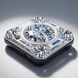 a sega megadrive console made of swarovski crystal specular highlights