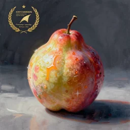 Non-existent fantasy style fruit, fantastic colors, still life drawings.