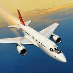 supersonic passenger jet, concept art, 1 9 7 0 s style, saturated colors