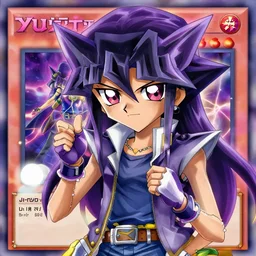purple aki enjoying the yu - gi - oh trading card game