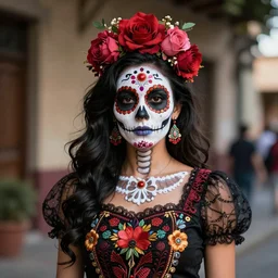 mexican day of the dead beauty face, trending on artstation, greg rutkowski, john singer sargent, crop top, intricate
