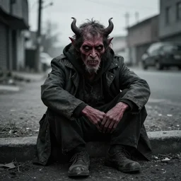 a photo of a homeless demon