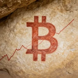 ancient cave painting of the bitcoin price chart