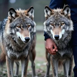 a photograph of jfk holding hands with a werewolf