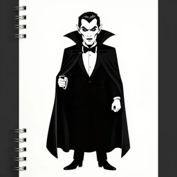 a white and black vampire!!, stencil art by shag, tom whalen, artgerm, clean bold lines