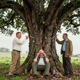 a deciption of walter white and jesse pinkman injecting coloured liquids into the oldest tree of the world : : walter white and jesse pinkman : : cgsociety, photorealistic, cinematic, breaking bad scene, full shot, 8 k