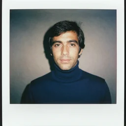 A polaroid of a man wearing a turtleneck, 1972