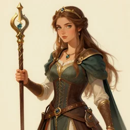 detailed ilustration of a beautiful female bard, d & d style