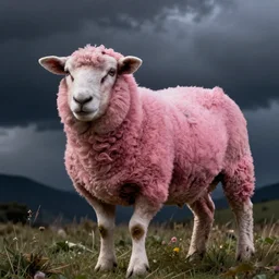 a photo of a pink sheep, realistic, detailed