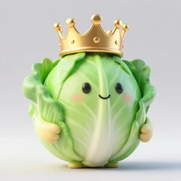 3 d render of cabbage character who is a king, wearing golden crown, pizza topping, burning in a wood fired oven, cooking pizza, highly detailed octane render, artstation, surrealism, pixar
