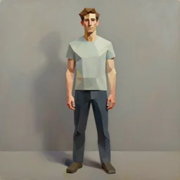 james gilleard full body portrait, stylized male character, medium poly count, oil painting filter, expressive brushstrokes, by james gilleard