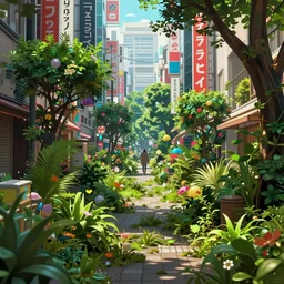 an intricate concept art illustration of an undergrowth tokyo street, anime style, colorful color palette, global illumination, digital art, photorealistic movie still, style ivan talavera and artgerm, hyper realistic, shallow depth of field, photorealistic, octane render, trending on artstation, cgsociety, cinematic light, 8 k