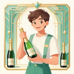1 9 2 0 s teenager in art deco style, champagne commercial, artstation, illustration, bright, cheerful, detailed and intricate environment