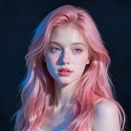 portrait of a beautiful girl, shades of pink and blue, by john chamberlain
