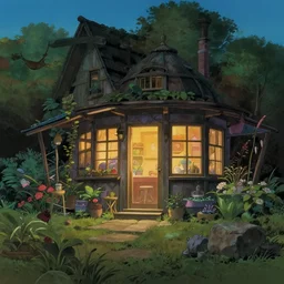 still frame garden house by studio ghibli twilight lighting - n 9
