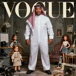 mike tyson dressed in arab clothing styled by nick knight posing, photohoot as a doll, set pieces, intricate set, vogue magazine, canon, highly realistic. high resolution. highly detailed. dramatic. 8 k. 4 k.
