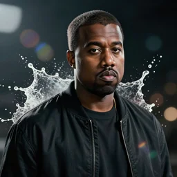 Portrait of Kanye West as the god-emperor of mankind, splash art, cinematic lighting, dramatic,  octane render, long lens, shallow depth of field, bokeh, anamorphic lens flare, 8k, hyper detailed, 35mm film grain