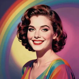 rainbow smiling happy hedy lamarr. pop art.