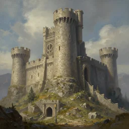 A fantasy stark stone fortress beautiful matte painting, Moebius, james gurney, thomas kinkade, rodney mathews, trending on artstation