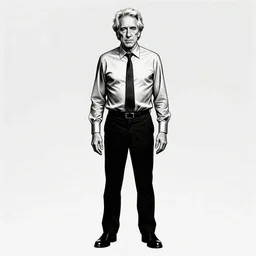 Jeffrey Epstein full body portrait, body horror, black and white Illustration by Junji Ito