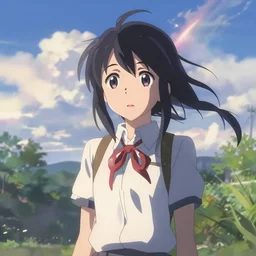 rinko kikuchi in a still from the anime your name ( 2 0 1 6 ) directed by makoto shinkai