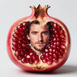 pomegranate portrait of henry cavill, made of pomegranate seeds, inside a pomegranate - n 9