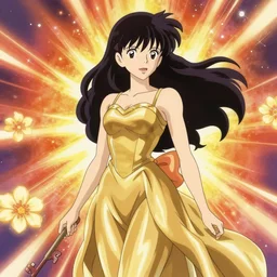 lum invander in gold dress, flower explosion, urusei yatsura, portrait rumiko takahashi, shinkai makoto studio ghibli studio key hideaki anno sakimichan stanley artgerm lau rossdraws james jean marc simonetti elegant highly detailed digital painting artstation pixiv