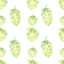 a line drawing of a hop seed. seamless wallpaper pattern. green and yellow pastel color theme. graphic design. hq. detailed.