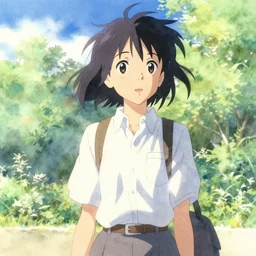 sukhothai in the sunny day, watercolor,, anime, volumetric lighting, art by makoto shinkai