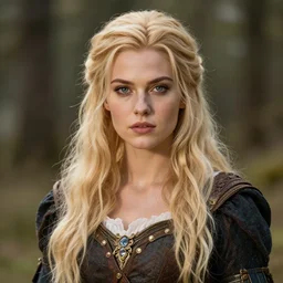 portrait half body of a fantasy blonde heroine in the style of Katinka Thorondor and Milica Čeliković and TiNy Truc hyper realistic