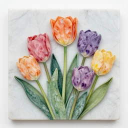 marble art colorful tulips