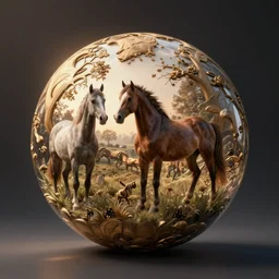 a sphere made out of horses