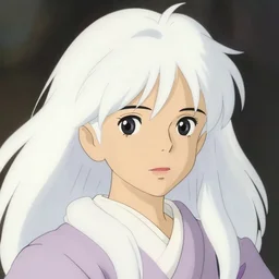 Portrait of a japanese princess young lady, with white hair!!!! beauty artwork by Studio Ghibli, white hair