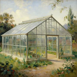 Greenhouse in Ancient Greek | painting by Max Liebermann | trending on artstation | 8k | HD