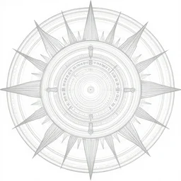 dream of a concentric geometric radial sun portal god with ancient wuji symbols embedded within it, detailed lines, sci fi, artstation by sachin teng