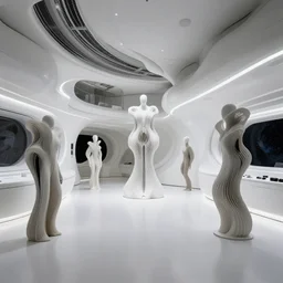 epic space station interior by zaha hadid, iris van herpen and rick owens. highly detailed, hyper - real, very beautiful, intricate fractal details, very complex, opulent, epic, mysterious, polished, futuristic design, trending on deviantart and artstation