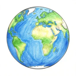 a portrait of globe earth in drawing, cgsociety