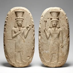 two ancient carved Akkadian stone tablets by Kilian Eng, by Sandra Chevrie