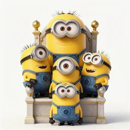 Minions on a throne in the style of Jan van Eyck