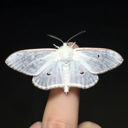 photorealistic intricate white ermine moth at night on a finger, flikr, by john atkinson grimshaw, by george stubbs, by virgil finlay, h. r. giger, eerie, dreamlike