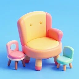 3 - d isometric candy themed chair items for game, large, myvmk, with detailed, clean, cartoon, pixar, disney, toon shader, arnold render, unreal engine, artgerm, artstation by miha rinne