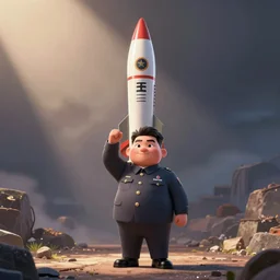 Kim Jong Un with a missile, Pixar animation